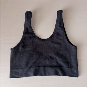 Out from Under Urban Outfitters seamless ribbed black scoop neck croptop